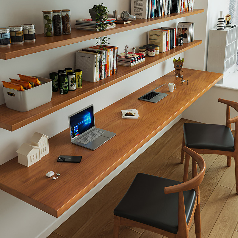 Bedroom Furniture - Meja Kayu Solid Nordik dengan Rak