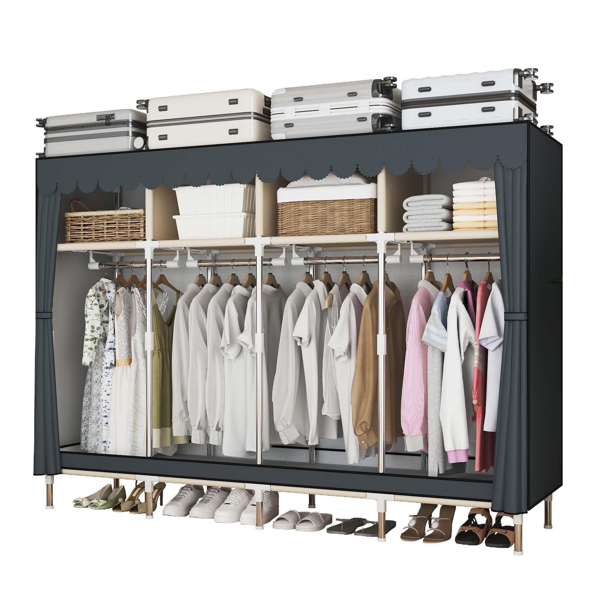 Wardrobe Closet Portable Fabric Cover - Lemari Pakaian Walk-in Lebar 79 Inci