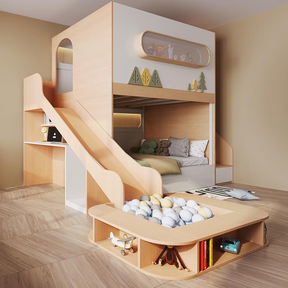 Bunk Bed With Stairs And Slide - Tempat Tidur Susun Model Rumah Pohon