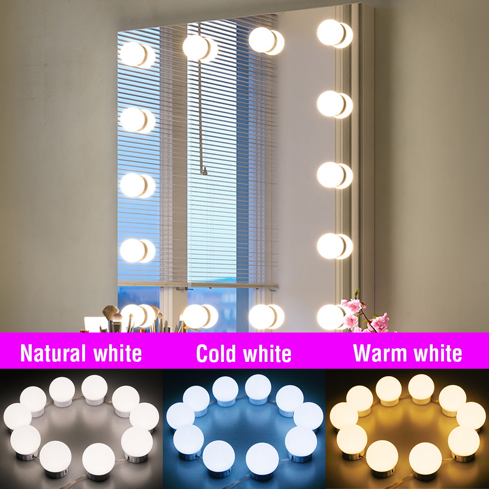 Dressing Table Vanity With Lighted Mirror - Lampu Cermin Rias LED USB, Lampu