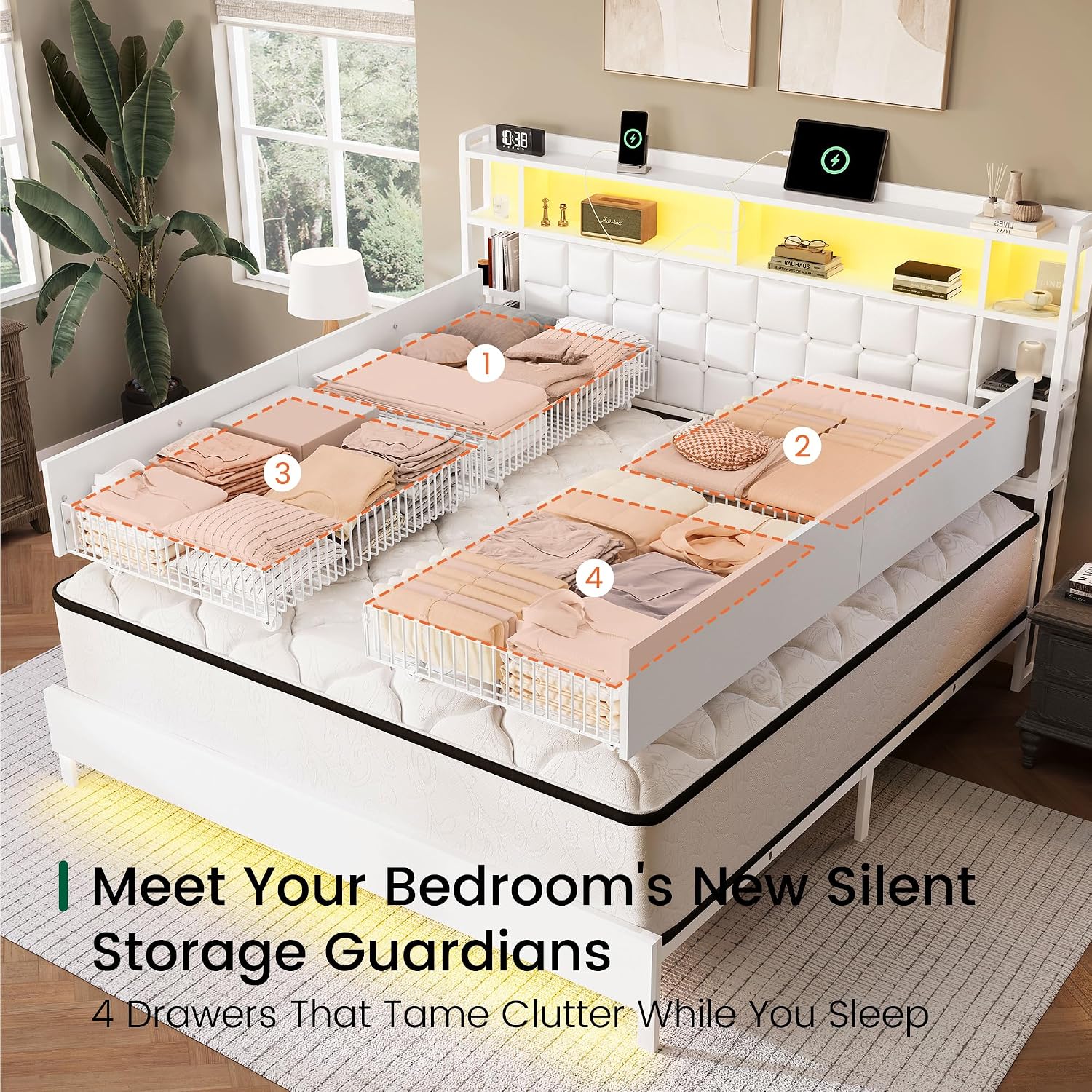 Rangka Tempat Tidur Kayu Ukura - King Size Bed Frame With Storage Drawers ulasan dan harga