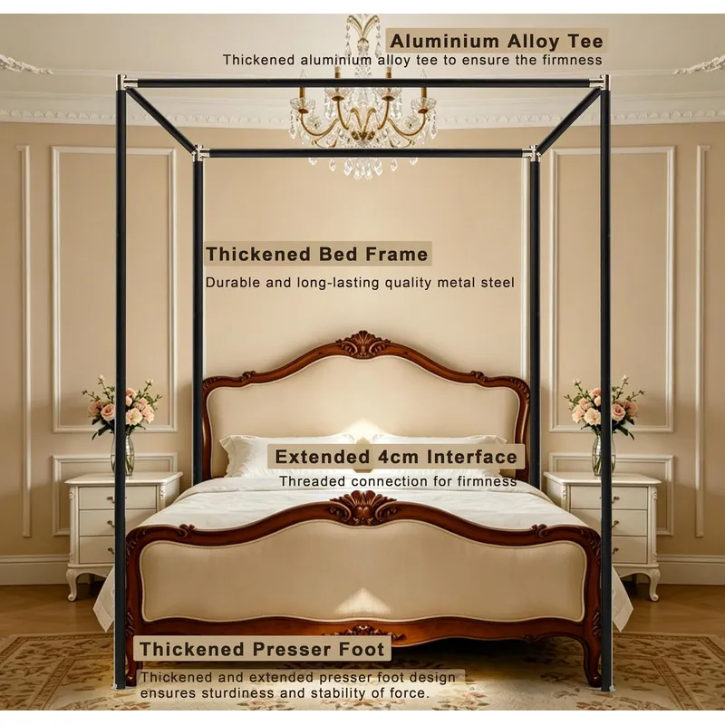 Rangka Tempat Tidur dengan Kan - Canopy Bed Frame Metal Queen ulasan dan harga