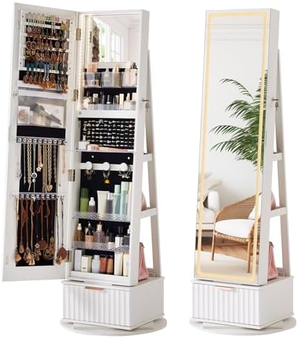 Beralur 360 °   Lemari Perhias - Full Length Mirror Jewelry Armoire ulasan dan harga