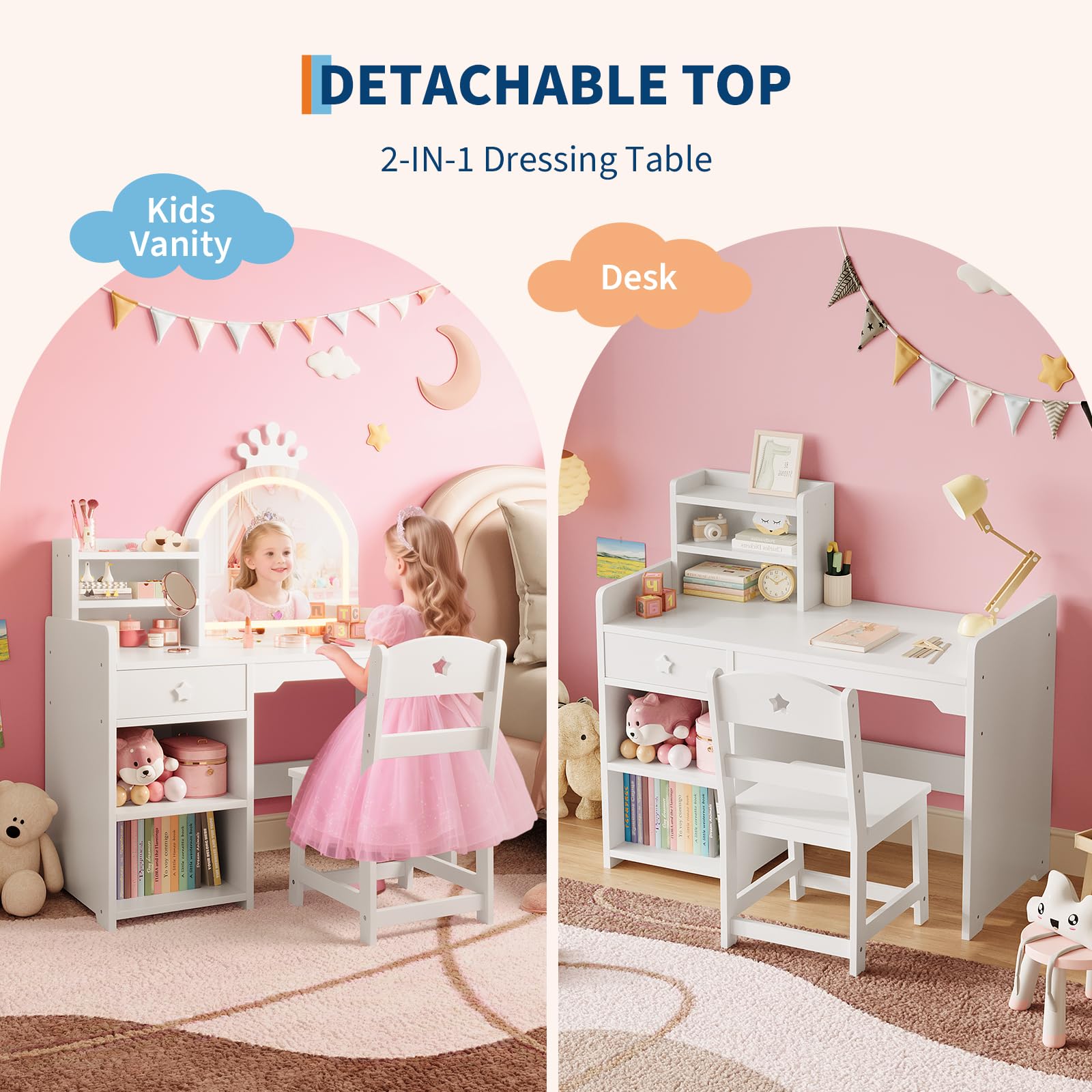 Set Meja Rias & Kursi Anak - C - Dressing Table Vanity With Lighted Mirror ulasan dan harga