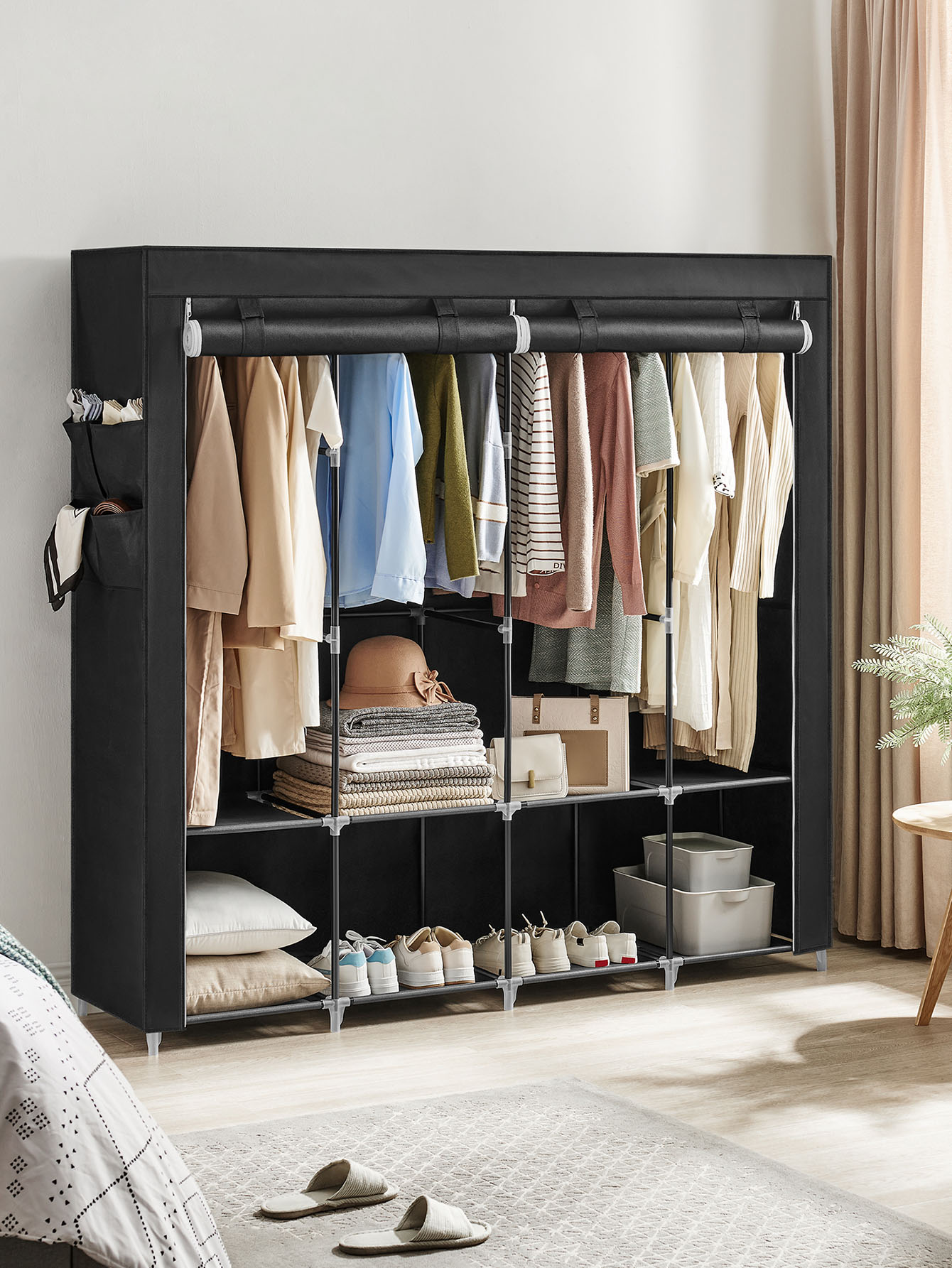 Lemari Portabel, Organizer Lem - Wardrobe Closet Portable Fabric Cover ulasan dan harga