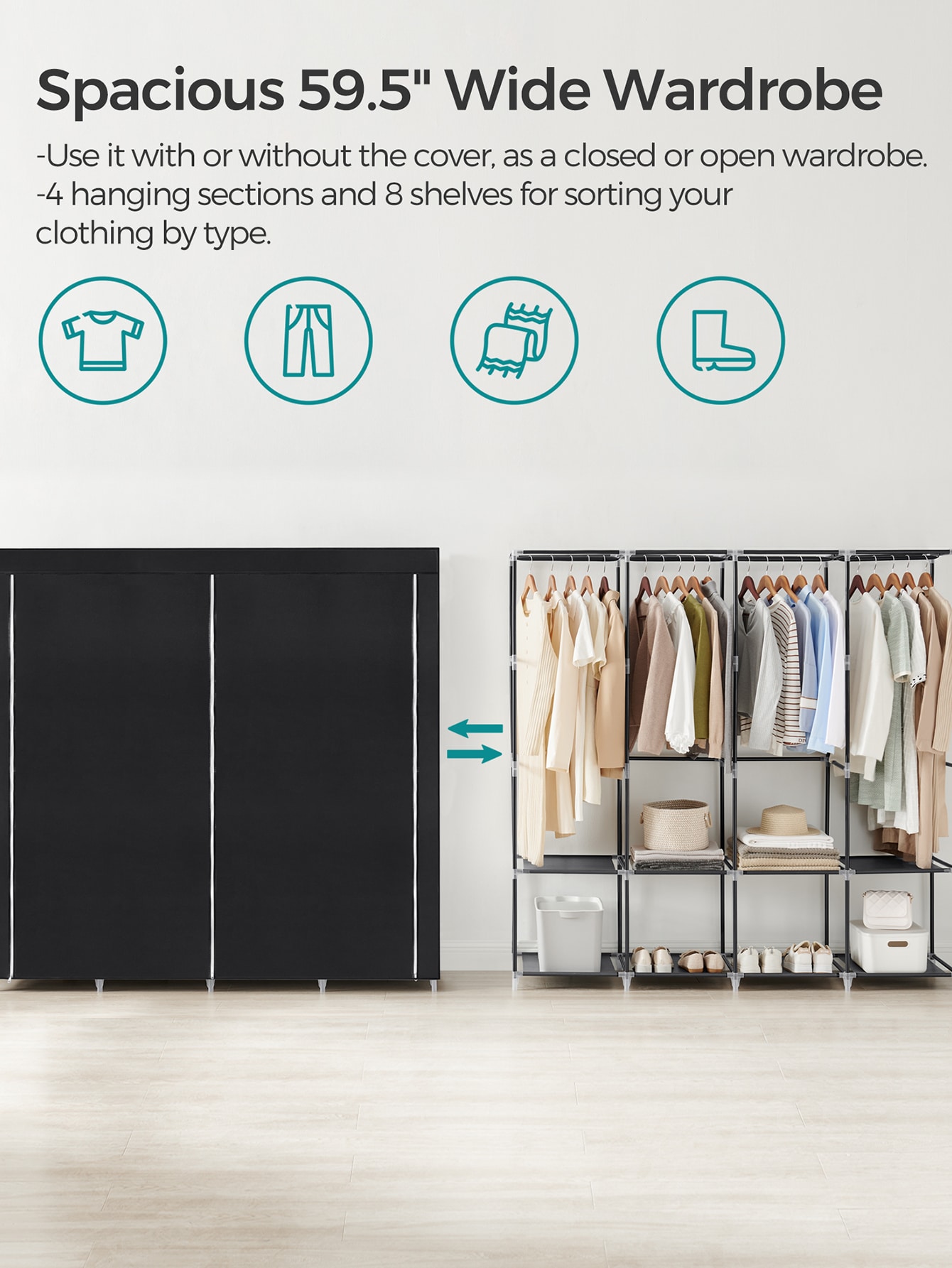 Lemari Portabel, Organizer Lem - Wardrobe Closet Portable Fabric Cover ulasan dan harga