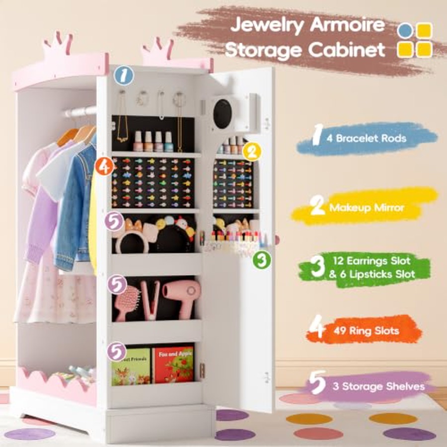 Lengkapkan lemari pakaian deng - Full Length Mirror Jewelry Armoire ulasan dan harga
