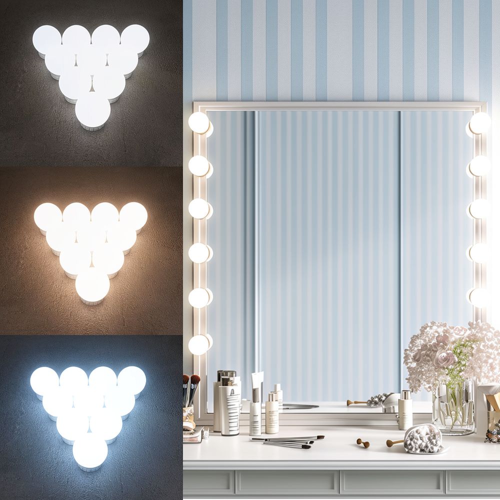 Lampu Meja Rias LED Hollywood  - Dressing Table Vanity With Lighted Mirror ulasan dan harga