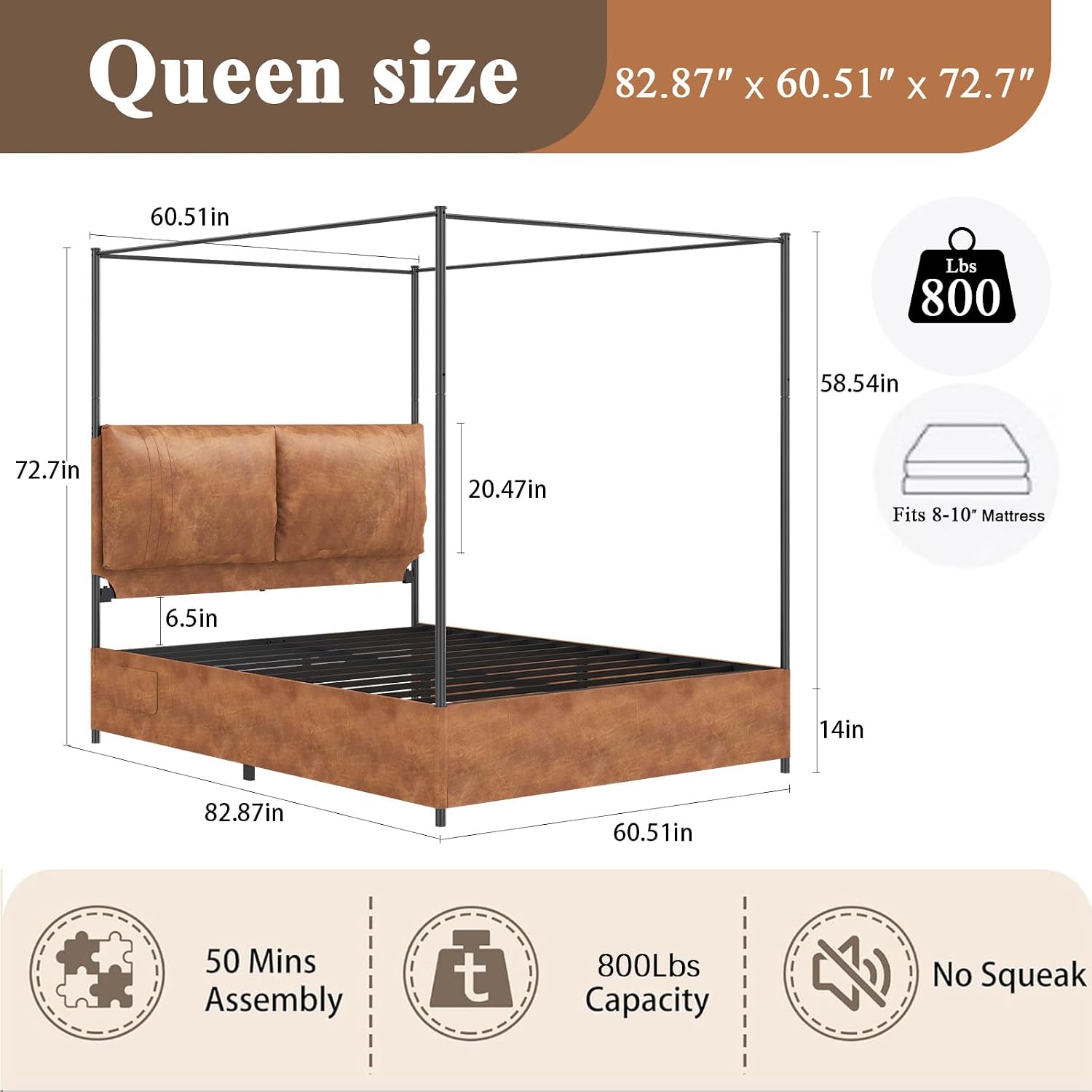 Rangka Tempat Tidur Queen Cano - Canopy Bed Frame Metal Queen ulasan dan harga
