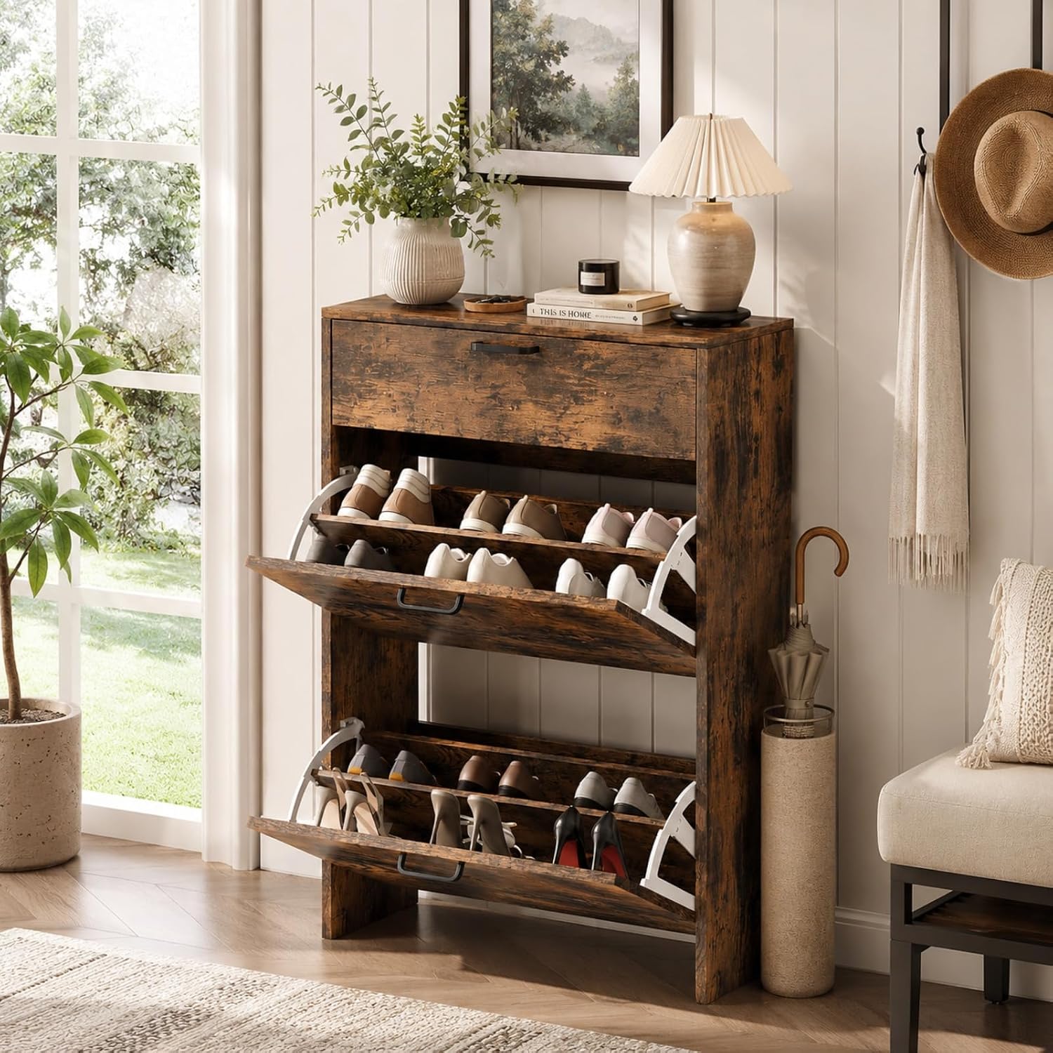 # Lemari Sepatu Tipis dengan 2 - Shoe Rack Cabinet Narrow Entryway ulasan dan harga