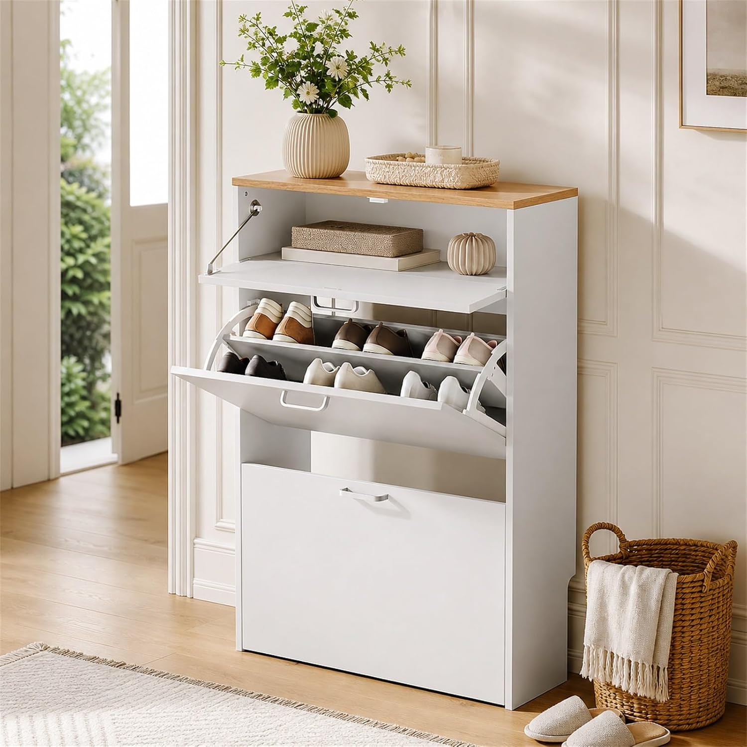 # Lemari Sepatu Tipis dengan 2 - Shoe Rack Cabinet Narrow Entryway ulasan dan harga