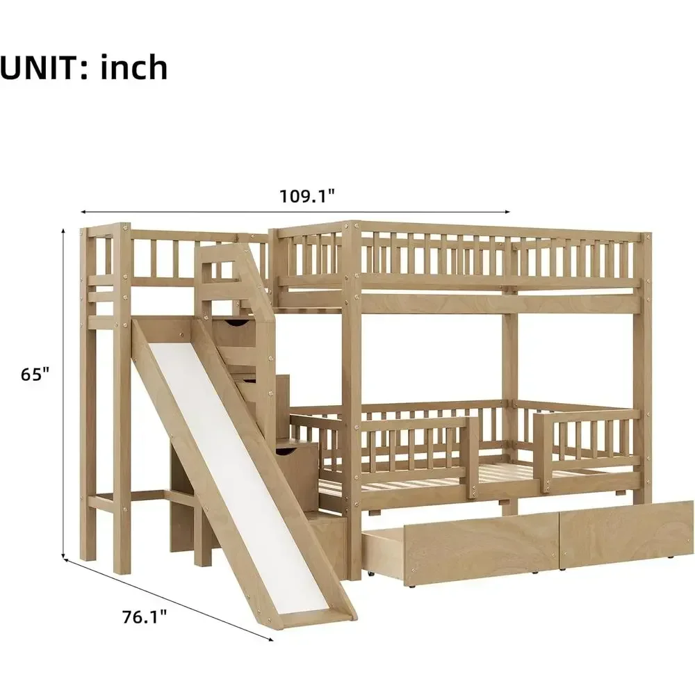 Tempat Tidur Susun Kayu Model  - Bunk Bed With Stairs And Slide ulasan dan harga