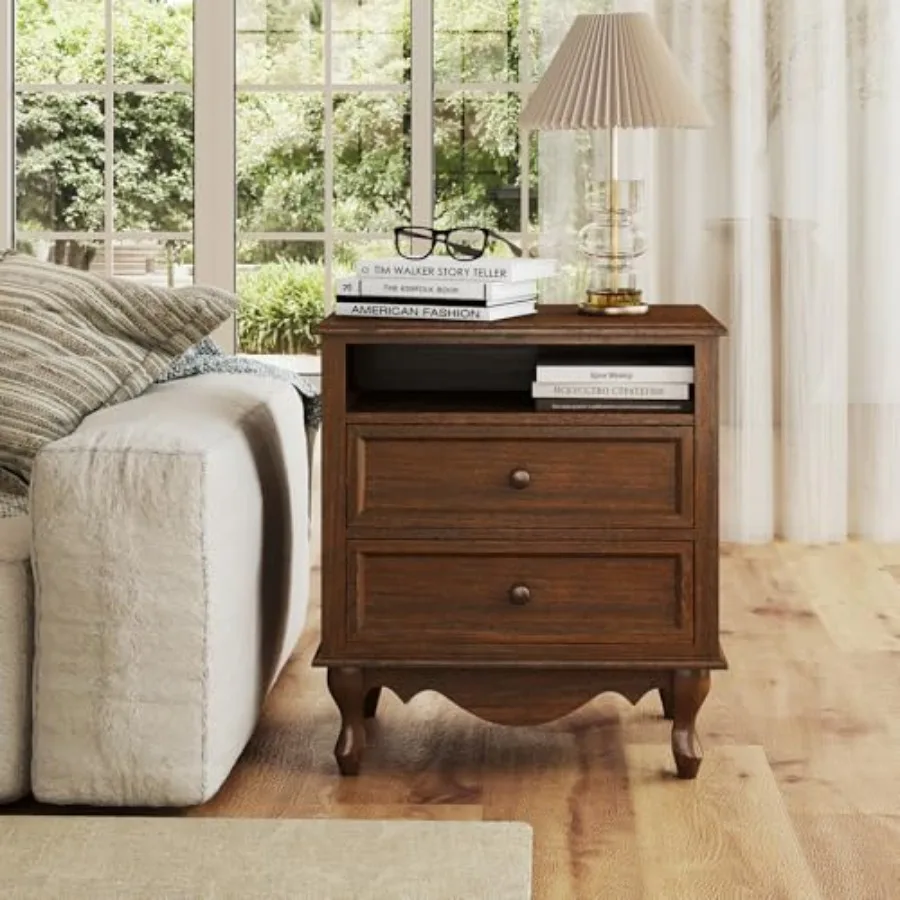 Meja Samping Tempat Tidur dari - Solid Wood Nightstand 2 Drawers ulasan dan harga