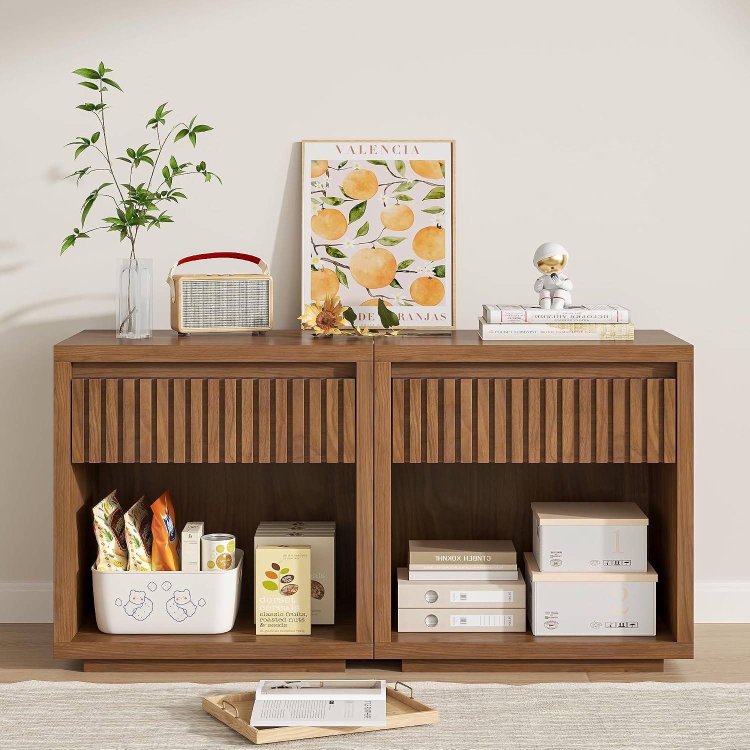 Set Meja Samping Tempat Tidur  - Solid Wood Nightstand 2 Drawers ulasan dan harga