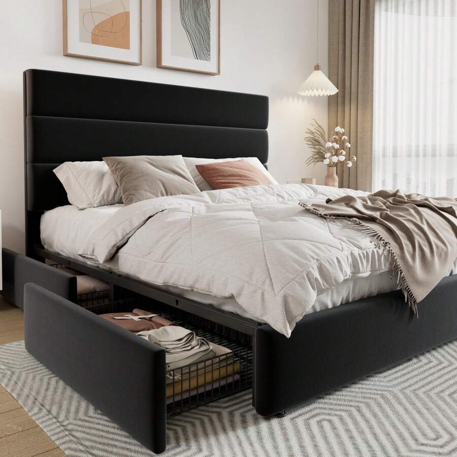 Rangka Tempat Tidur Platform U - King Size Bed Frame With Storage Drawers ulasan dan harga