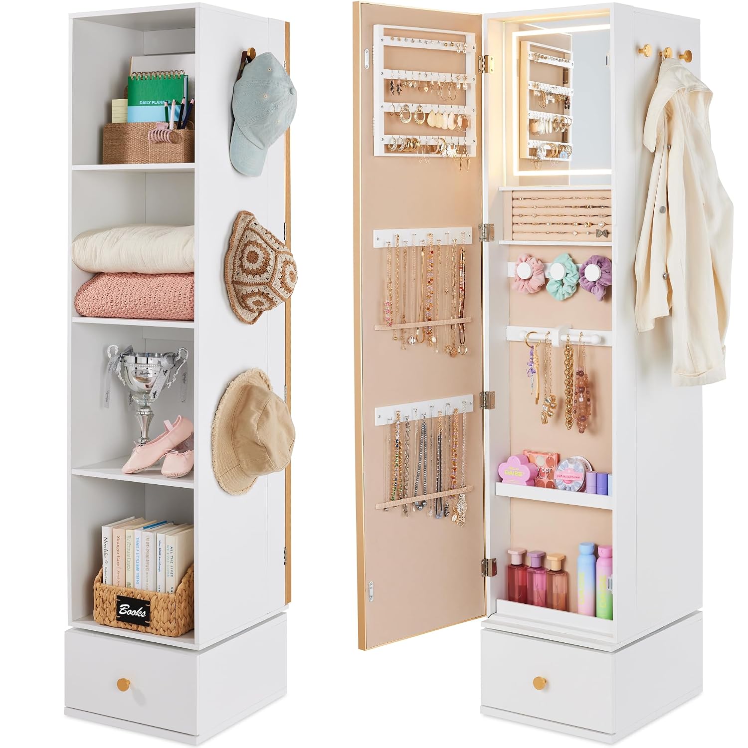Cermin Putar dengan Kabinet Pe - Full Length Mirror Jewelry Armoire ulasan dan harga