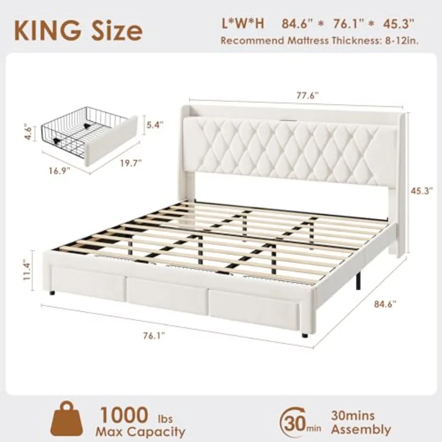 Rangka Tempat Tidur Platform B - King Size Bed Frame With Storage Drawers ulasan dan harga